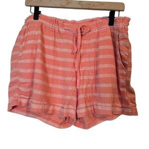 Old Navy shorts womens size 10 orange stripes linen-blend